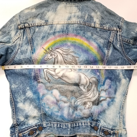 Levi's Trucker Jacket 80s Unicorn Rainbow Painted - Picture 6 of 8